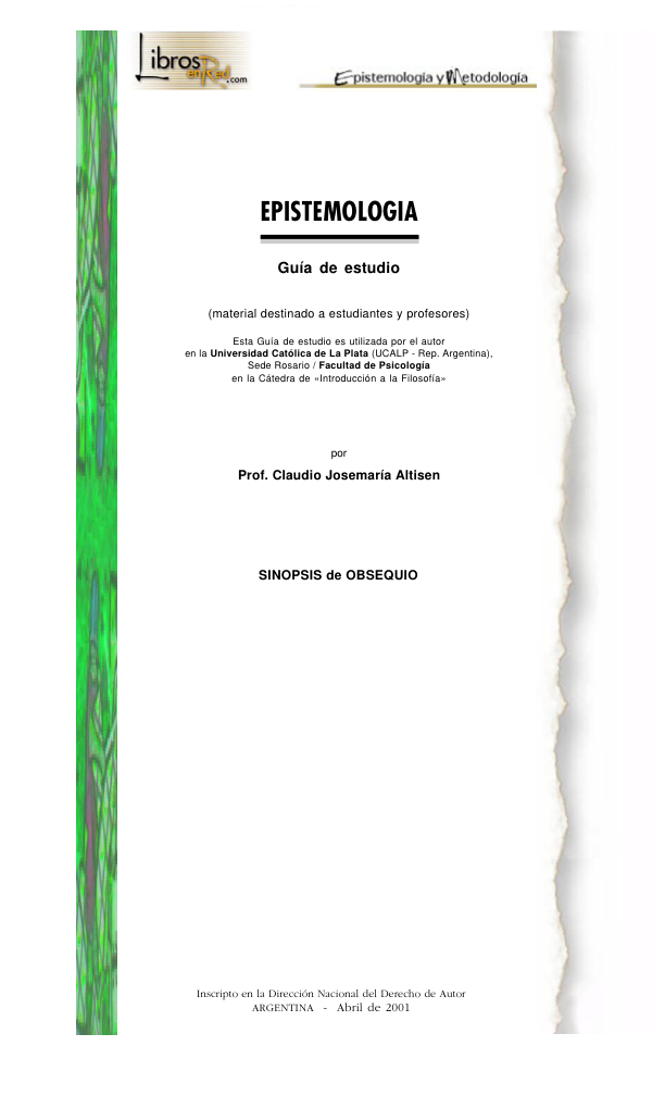 Portada de Epistemologia (sinopsis para regalar)